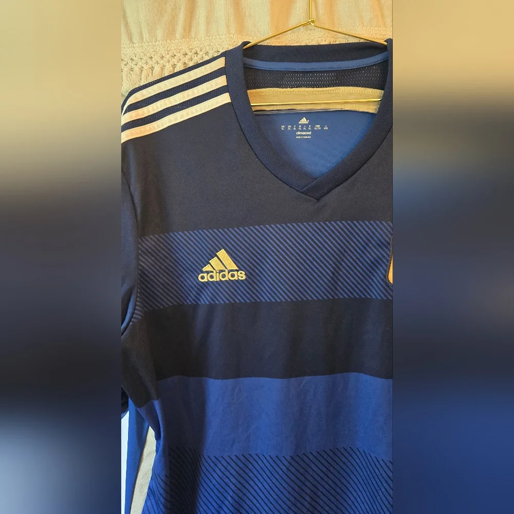 Adidas Climalite Men's Navy Blue Striped Argentina Soccer Jersey - Picture 3 of 8